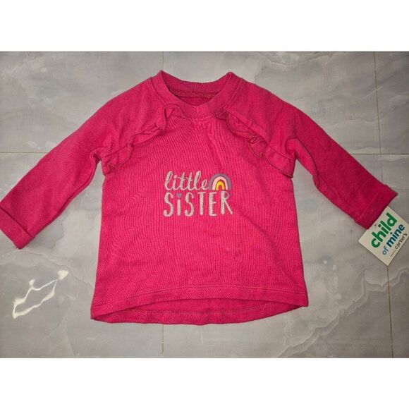 Carter's Girls Size 3-6 Months Fuschia "Little Sister" Top - Picture 5 of 5